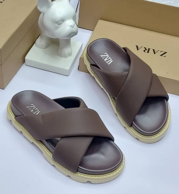 Zara Top Quality Leather Slippers - Image 2